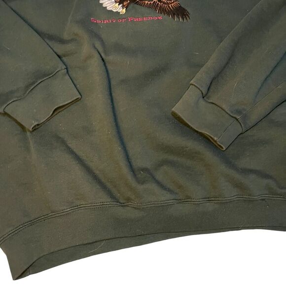 Head Waters Bald Eagle Spirit of Freedom Green Crewneck Sweatshirt Embroidered - Picture 4 of 9